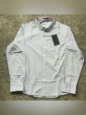 7 Diamonds Cyril 4-Way Stretch Button Up Shirt White Pink Size Men’s Large